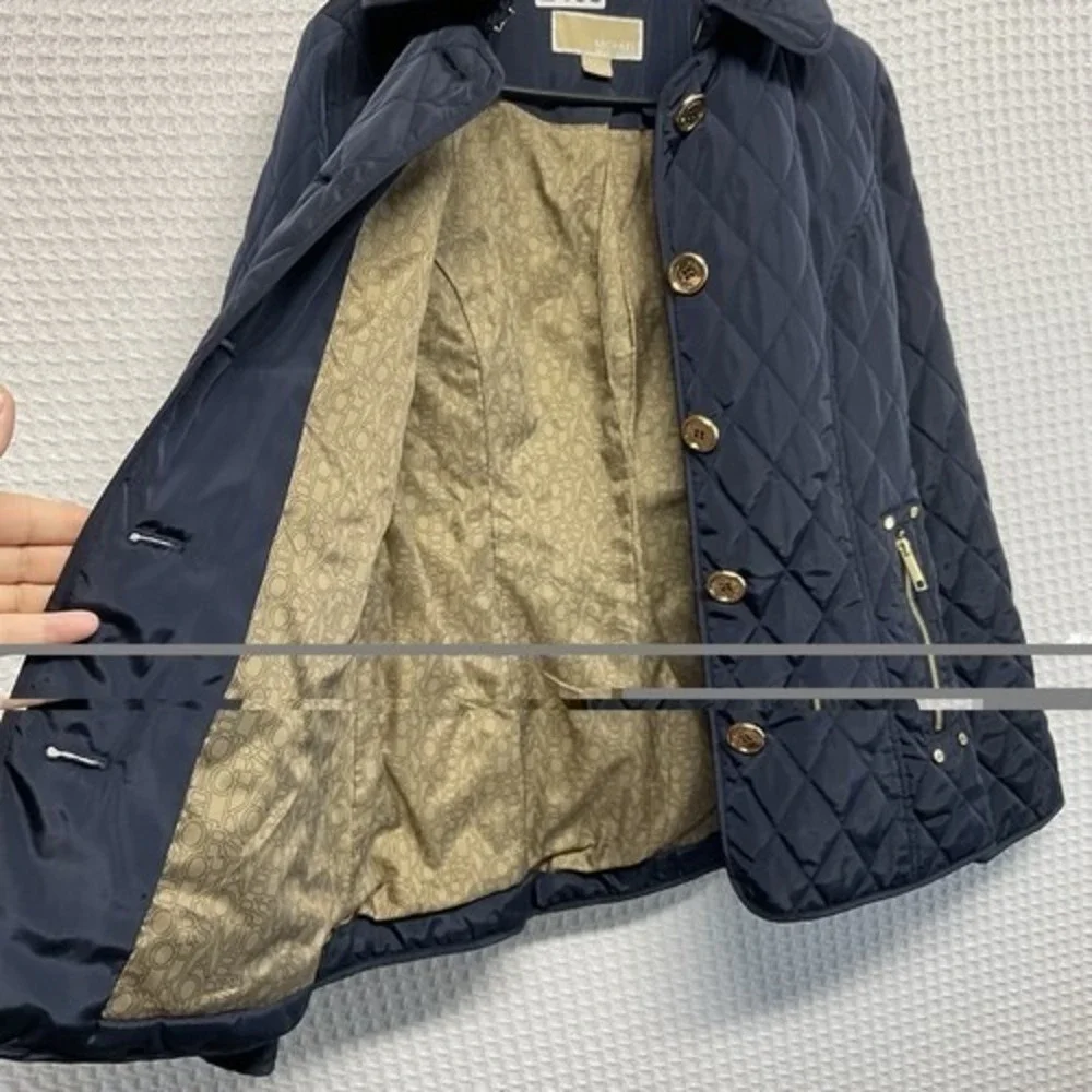 Michael Kors Navy Lightweight Button Front Diamond Quilted Jacket Women‎ S China